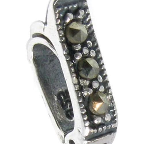 2 Pcs 925 Sterling Silver Interchangeable Marcasite Bail Pearl Necklace