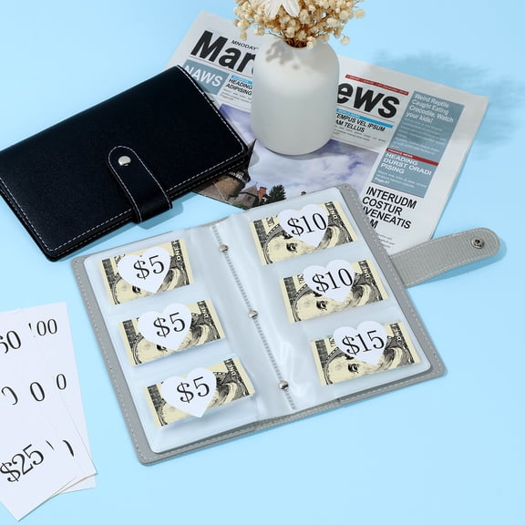 2 Pcs 96 Envelope Savings Challenge Book 96 Envelopes Money Saving Challenge Binder Easy and Fun Way to Save $5,000 Budget Book with Cash Envelopes PU Leather Envelope Savings Challenge Book