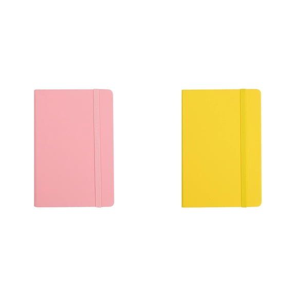 2 Pcs A6 Hardcover Notebook,College Ruled Pocket Journal with Elastic Band, 160 Pages Small Memo Notepad for Purse Daily Notes