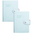 thumbnail image 1 of 2 Pcs A7 Travel Notebook Passport Holder Hardcover Journal Notebooks Journals Notebook Faux Leather Refillable Journal with Passport Pocket Notebooks for Work Travel, 3.14"x4.33", Light Blue, 1 of 6