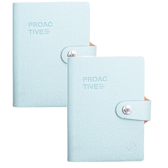2 Pcs A7 Travel Notebook Passport Holder Hardcover Journal Notebooks Journals Notebook Faux Leather Refillable Journal with Passport Pocket Notebooks for Work Travel, 3.14"x4.33", Light Blue