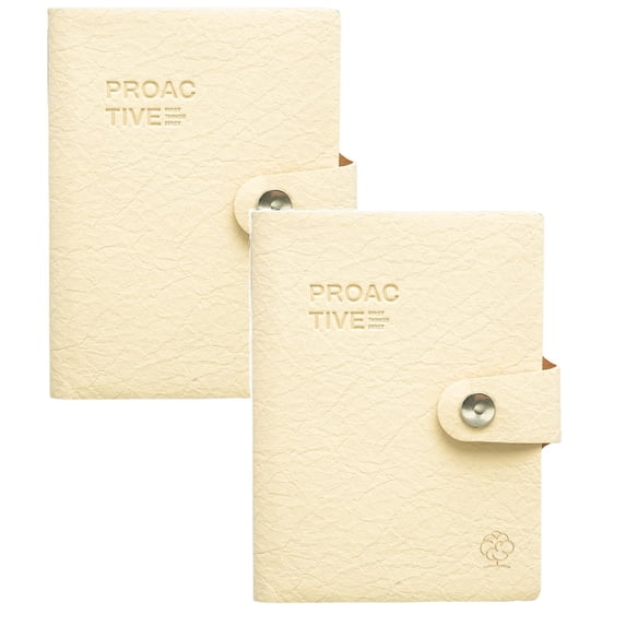 2 Pcs A7 Travel Notebook Passport Holder Hardcover Journal Notebooks Journals Notebook Faux Leather Refillable Journal with Passport Pocket Notebooks for Work Travel, 3.14"x4.33", Light Yellow