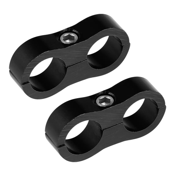 2 Pcs AN10 Car Hose Separator Clamp Aluminum Alloy Fuel Line Mounting Divider Fitting Adapter Black