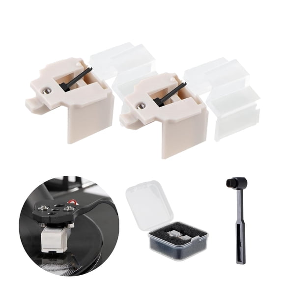 2 Pcs AT3600L Record Player Needle Replacement, Diamond Tip & Carbon Fiber Turntable Stylus for AT-LP60X/AT-PL300 with Turntable Stylus Brush