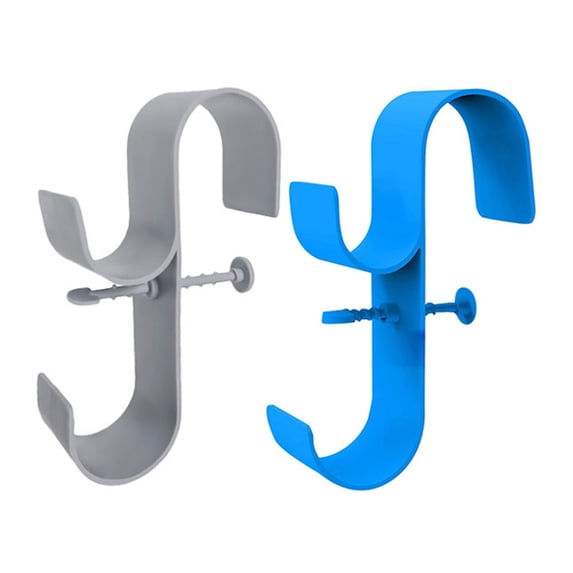 2 Pcs Above Ground Pool Pole Hanger 7.08" Gray & Blue, Adjustable Telescopic Pool Brush Holder for Leaf Skimmer Net, Hose, Towel & Pool Accessories
