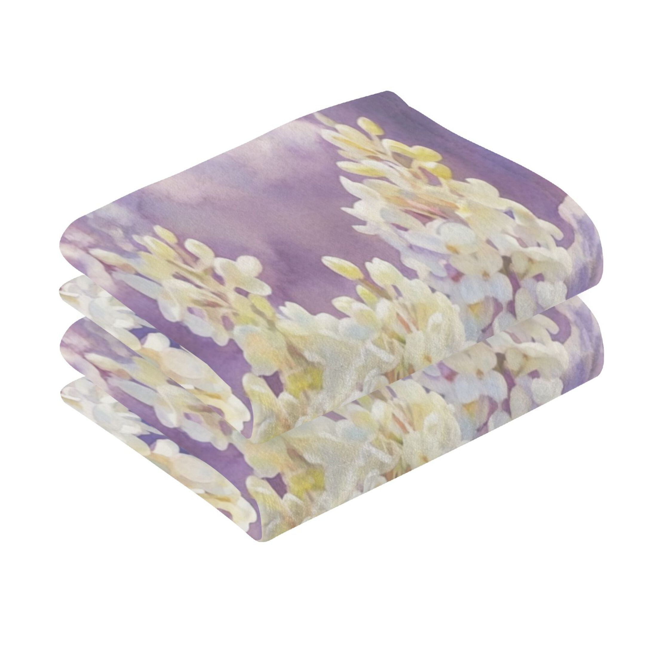 2 Pcs Absorbent Face Towel Bath Hand Towels Soft Breathable Cotton Towel Set for Bathroom Kitchen Hotel Spa Decor A Cluster Of Lilac Flowers