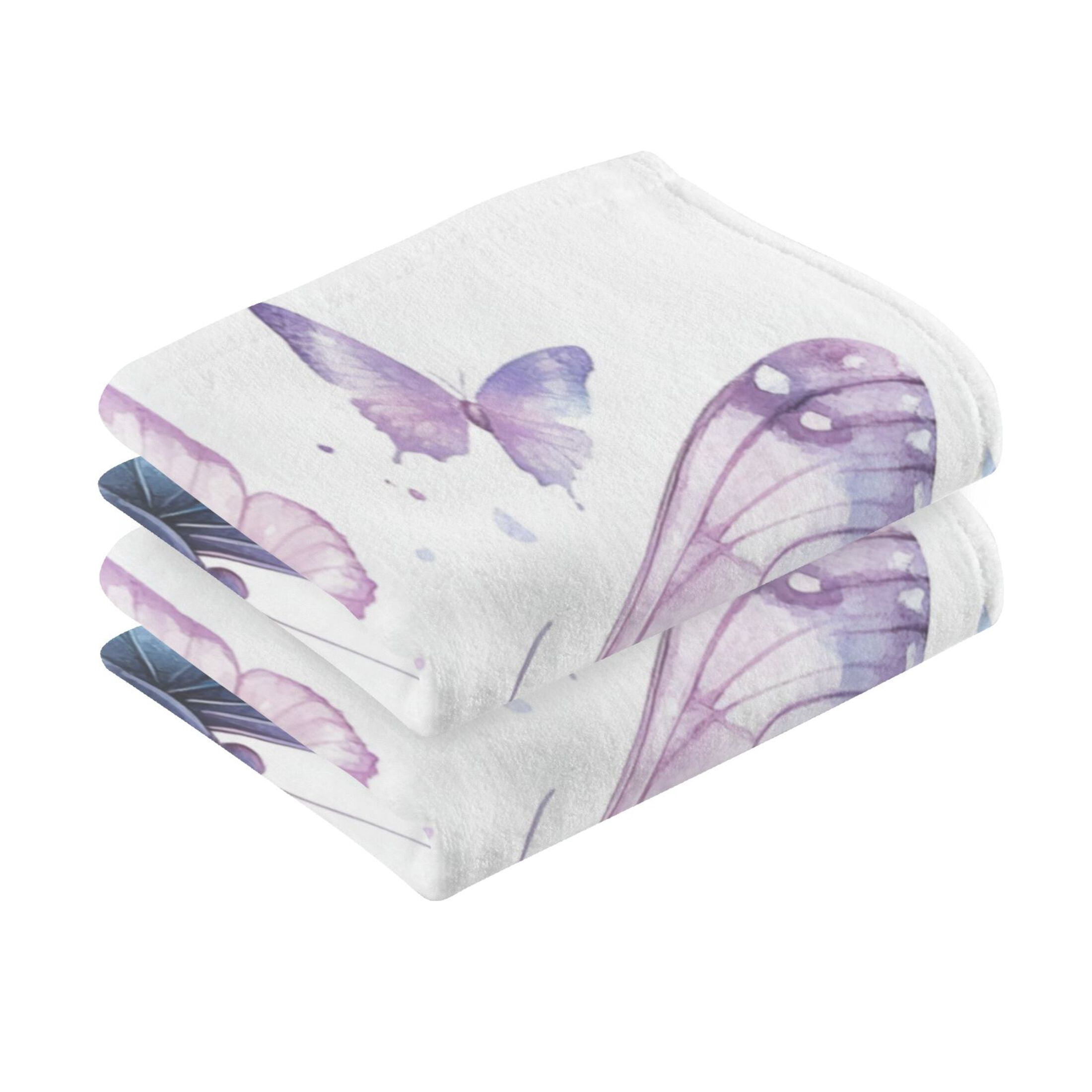 2 Pcs Absorbent Face Towel Bath Hand Towels Soft Breathable Cotton Towel Set for Bathroom Kitchen Hotel Spa Decor A Flock Of Butterflies