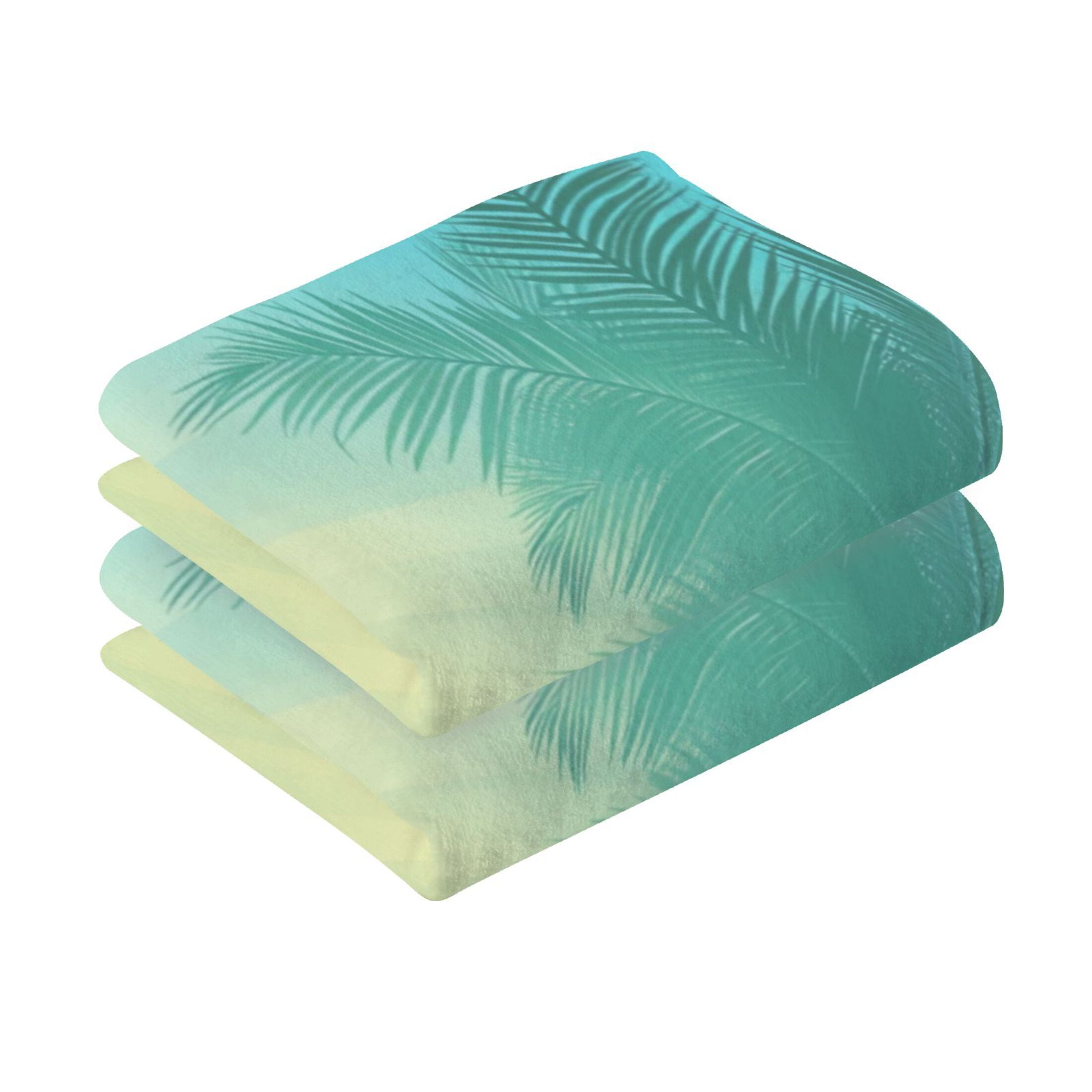 2 Pcs Absorbent Face Towel Bath Hand Towels Soft Breathable Cotton Towel Set for Bathroom Kitchen Hotel Spa Decor Blue and Green Gradient