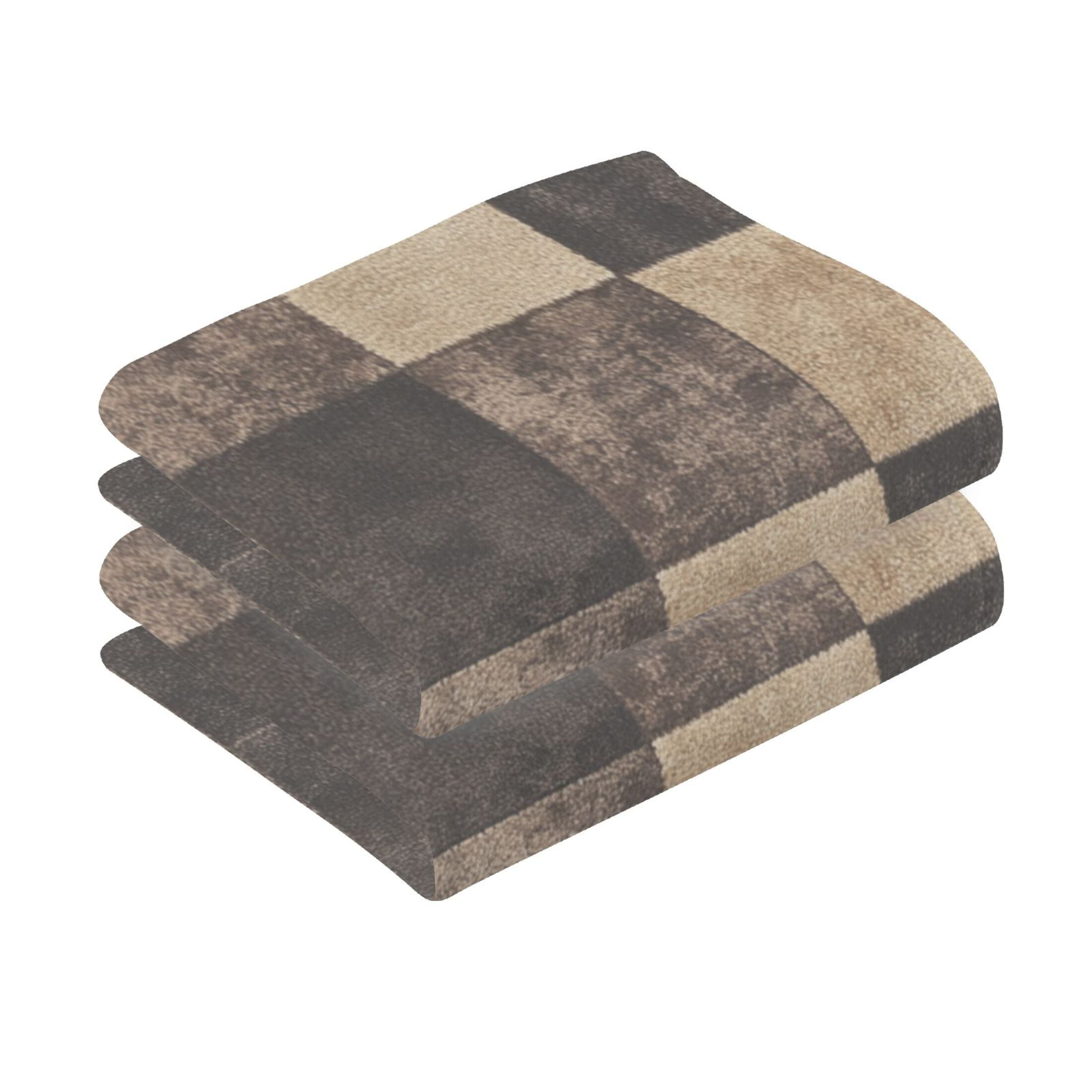 2 Pcs Absorbent Face Towel Bath Hand Towels Soft Breathable Cotton Towel Set for Bathroom Kitchen Hotel Spa Decor Brown and Black Tartan