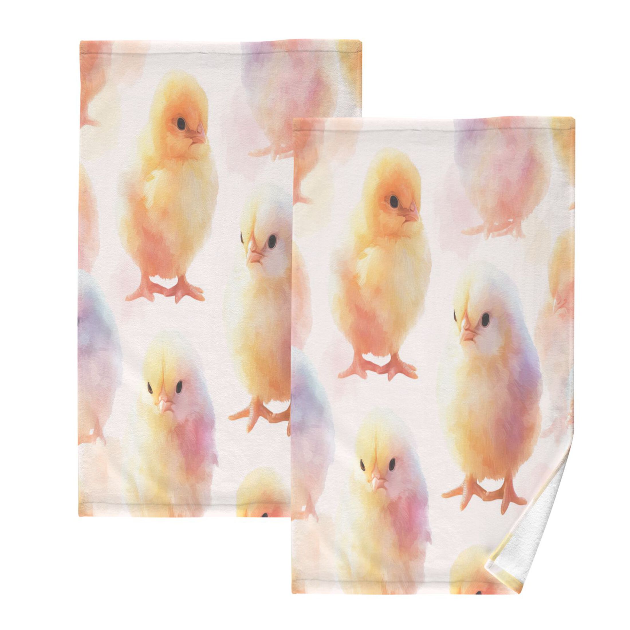 2 Pcs Absorbent Face Towel Bath Hand Towels Soft Breathable Cotton Towel Set for Bathroom Kitchen Hotel Spa Decor Cute Baby Chicks