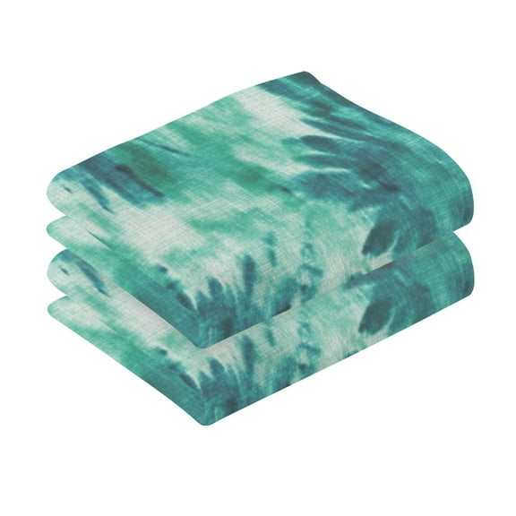 2 Pcs Absorbent Face Towel Bath Hand Towels Soft Breathable Cotton Towel Set for Bathroom Kitchen Hotel Spa Decor Dark Teal Tie-dye Pattern