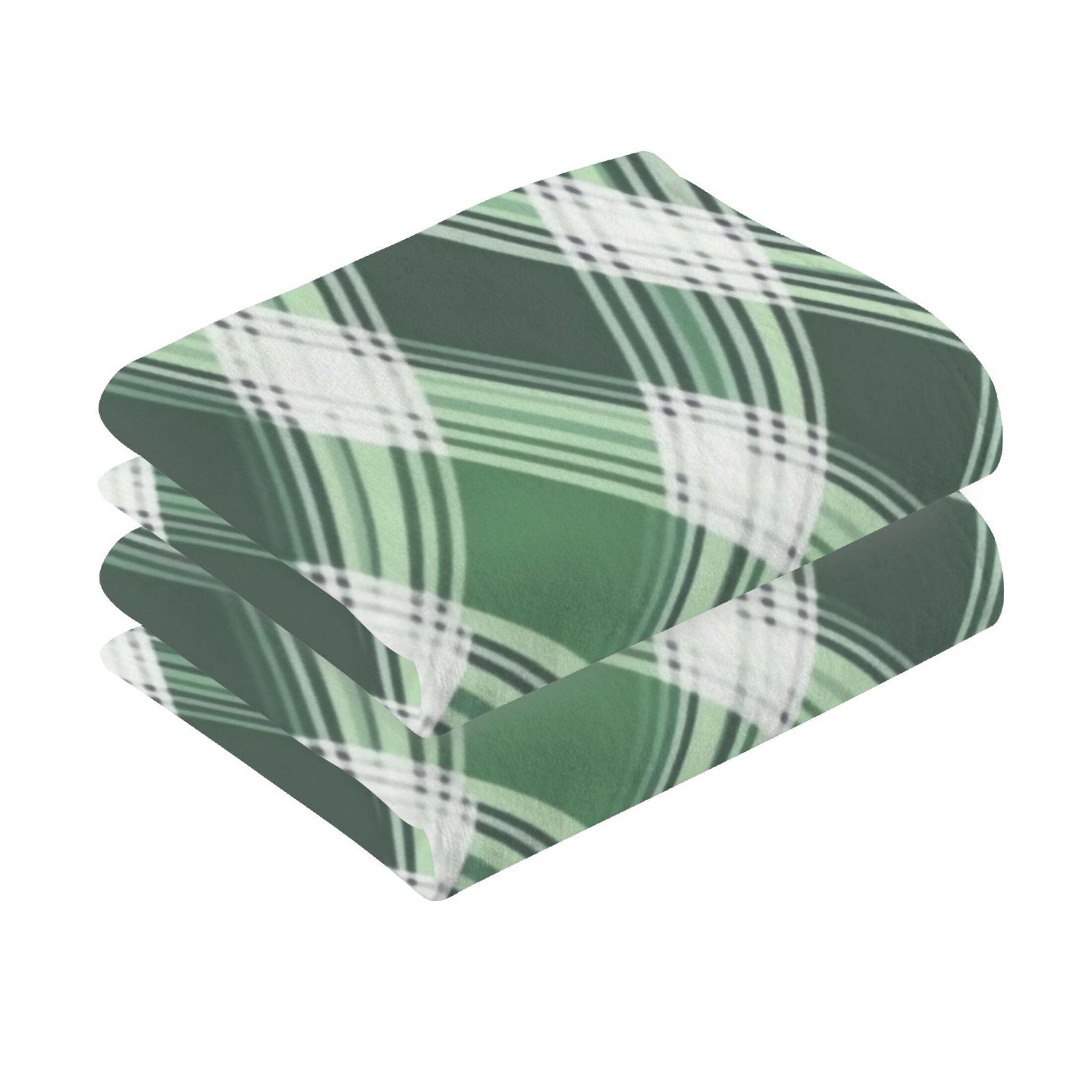 2 Pcs Absorbent Face Towel Bath Hand Towels Soft Breathable Cotton Towel Set for Bathroom Kitchen Hotel Spa Decor Green Plaid