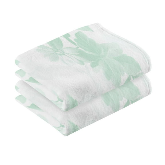 2 Pcs Absorbent Face Towel Bath Hand Towels Soft Breathable Cotton Towel Set for Bathroom Kitchen Hotel Spa Decor Mint Green Rabbits