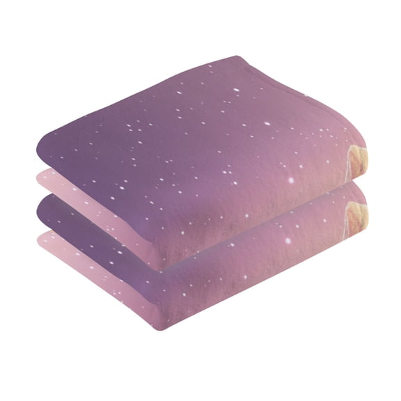 2 Pcs Absorbent Face Towel Bath Hand Towels Soft Breathable Cotton Towel Set for Bathroom Kitchen Hotel Spa Decor Orange Fantasy Mountains