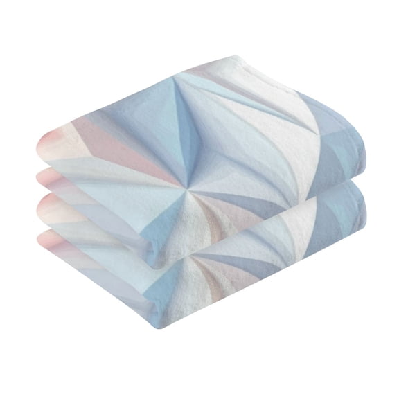 2 Pcs Absorbent Face Towel Bath Hand Towels Soft Breathable Cotton Towel Set for Bathroom Kitchen Hotel Spa Decor Pastel Geometric Pattern