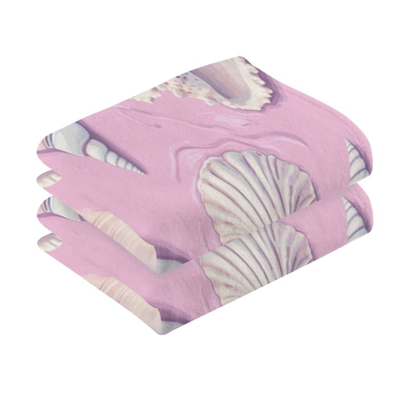 2 Pcs Absorbent Face Towel Bath Hand Towels Soft Breathable Cotton Towel Set for Bathroom Kitchen Hotel Spa Decor Seashells and Conch Shells