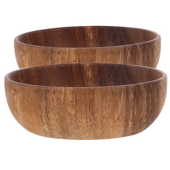 2 Pcs Acacia Fruit Bowls Extra Large Salad Soup Wooden Pasta Noodles Rice Serving Make Tea