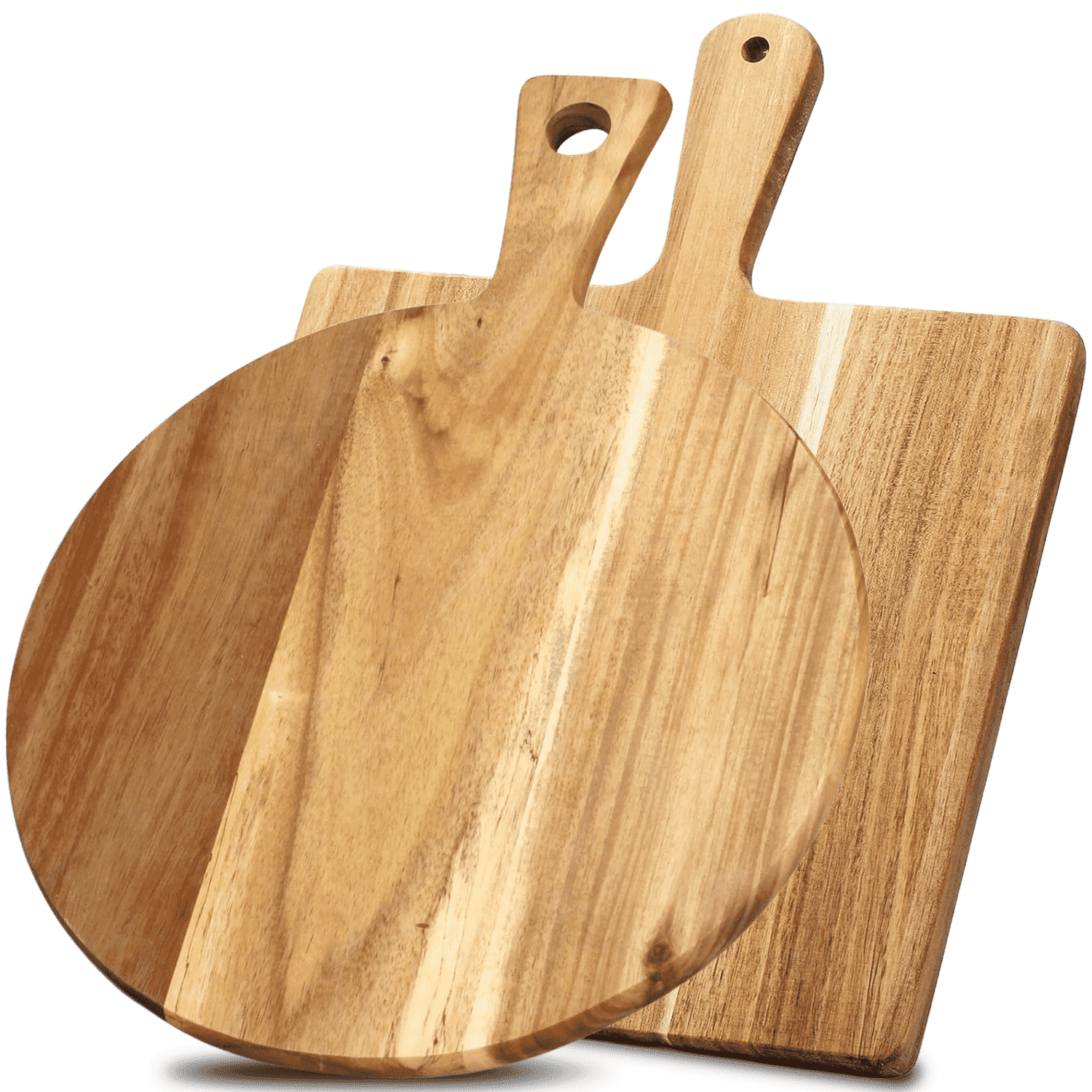 2 Pcs Acacia Wood Cutting Board Set with Handle, Charcuterie Board Decorative Cutting Boards for Kitchen, Serving Tray for Cheese Meat Fruit Pizza Bread Baking, Decorative Wooden for Kitchen