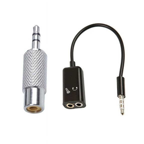 2 Pcs Accessories:1 Pcs 3.5mm Stereo Male to Mono Female Audio Adapter & 1 Pcs 3.5mm Stereo Audio Splitter,1 * 3.5mm Stereo Male to Mono Female Audio Adapter 1 * 3.5mm Splitter,silver & Black