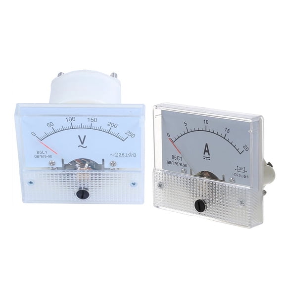 2 Pcs Accessories: 1 Pcs Analog 85L1 AC 250 V Panel Meter Voltmeter Measuring Device Installation Equipment & 1 Pcs 20A Analog Ampere Panel Meter Current Amp