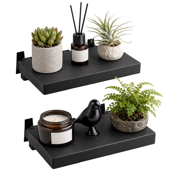 2 Pcs Acoustic Panel Wall Shelves Holder,Black Acoustic Panel Accessories Without Drilling for Plant Flower and Decorative Item,5.9 x 3.35 inches