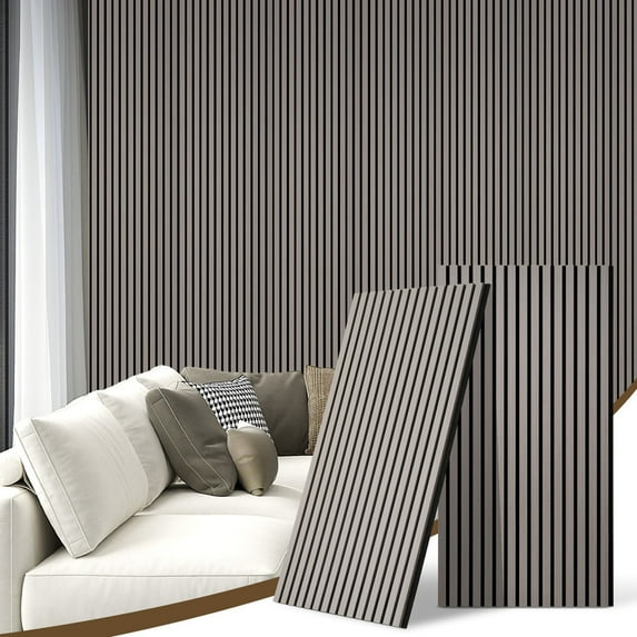 2 Pcs Acoustic Slat Wood Wall Panel, 46.45" x 23.81" Wood Slat Soundproof Wall Panel Interior Acoustic Decorative Wood Panels, Wall Decoration Interior Wall Decor for Noise Reduction, Ash Wood