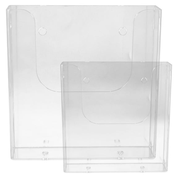 2 Pcs Acrylic Brochure Holder Transparent Document Stand Wall Flyer Display Clear for Paper Desk Magazine Shelf