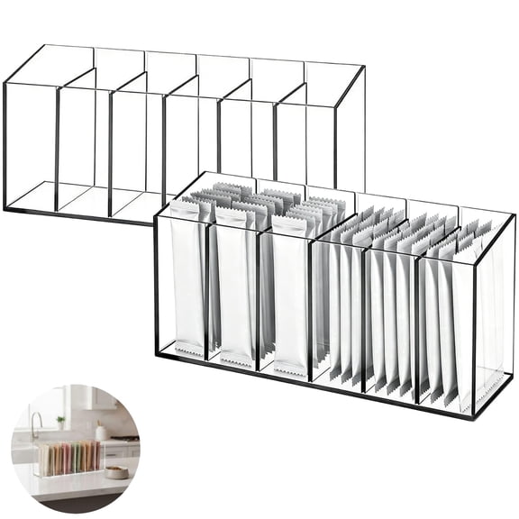 2 Pcs Acrylic Cat Treat Holder, 6-Compartment Lickable Treat Organizer with Detachable Dividers, Clear Moisture-Resistant Container, Easy Clean Ventilated Design for Cat Treats, Paste & Snacks