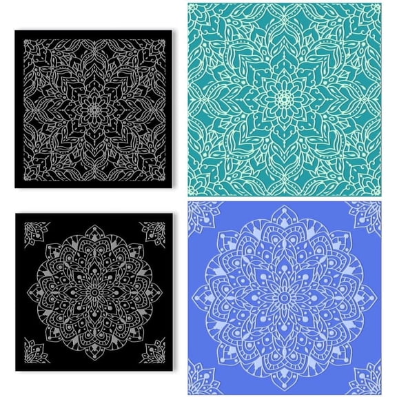 2 Pcs Acrylic Clay Texture Sheet Mandela Polymer Clay Texture Mats Reusable Embossing Polymer Clay Tools