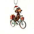thumbnail image 1 of 2 Pcs Acrylic Dog Bicycle Pendant - Christmas Car Rearview Mirror Decor, Backpack Charm, Holiday Tree Ornament, Durable Weatherproof Pet Lover Gift, 1 of 5