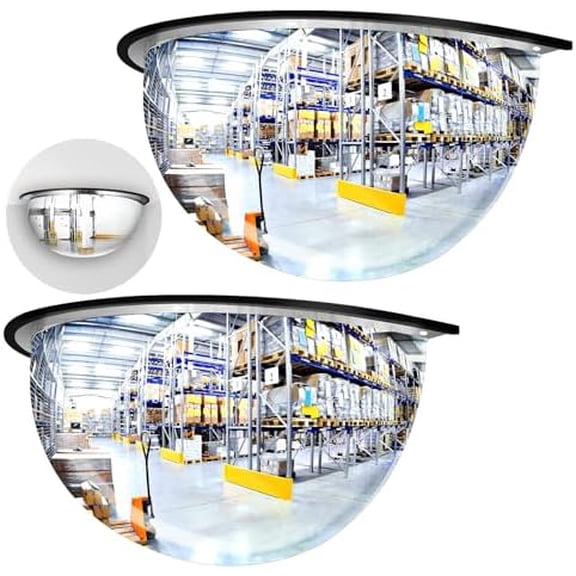 2 Pcs Acrylic Half Dome Blindspot Mirror - 18" Diameter Safety Convex Mirror for Wall, Ceiling, Driveway, Outdoor, Hallway, Warehouse, Office$$Safety & Emergency