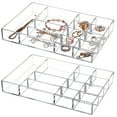 thumbnail image 1 of 2 Pcs Clear Acrylic Jewelry Organizers, Transparent Desk Storage Container for Display, Multi Compartment Sorting Trays for Bracelets, Rings, 1 of 6