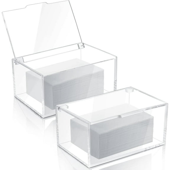 2 Pcs Acrylic Laundry Dryer Sheet Holder Clear Dryer Sheets Dispenser Container with Lid for Laundry Room Organization - Fabric Softener Sheets Storage Box for Home, Transparent(Classic Style)