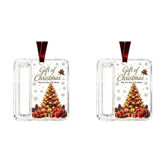 2 Pcs Acrylic Money Holder Ornaments, Christmas Cash Gift Holders, Hanging Money Keepsake Ornaments, Festive Cash Holding Tags, Decorative Money Display Trinkets for Holiday Embellishment