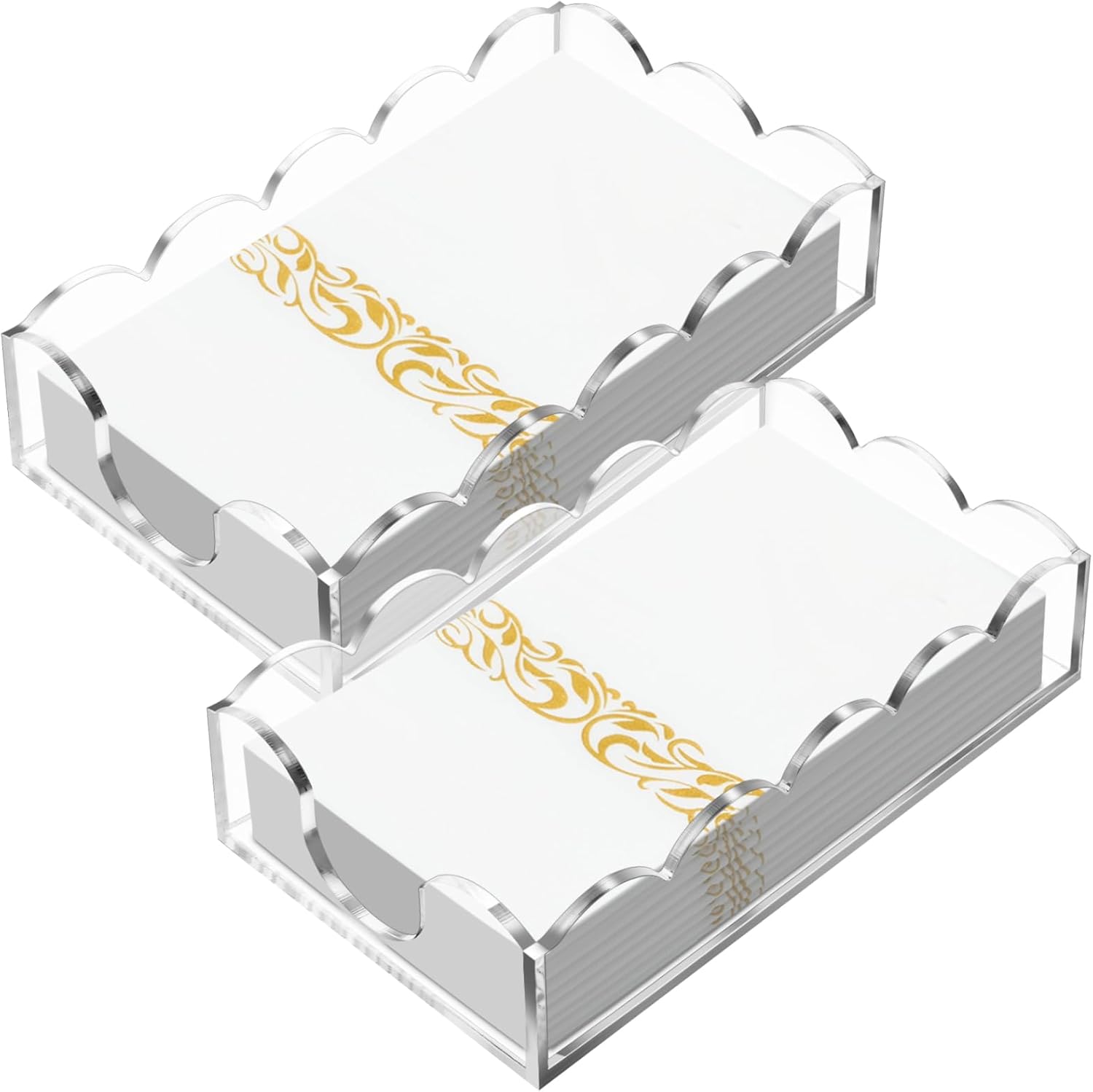 2-Pack Clear Acrylic Guest Towel Napkin Holder - Non-Slip, Fits 8.5x4.5" Napkins, For Kitchen/Bathroom - View #8