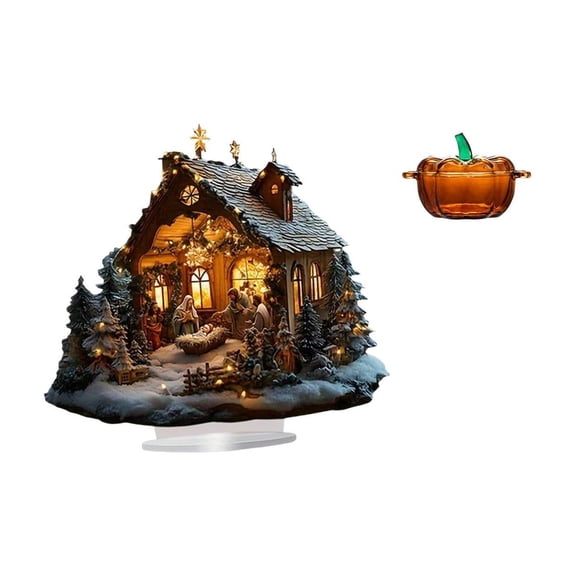 2 Pcs Acrylic Ornament Pumpkin Shaped Decorative Candy Dish Standing Glass Jar with Lid for Home Office Party Table