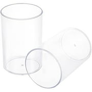 2 Pcs Acrylic Pen Holders Round Shape Clear Pencil Holder Make up Brush Holder Pen Pot Organizers Pen Cup Container Pencil Storage Basket for Home Office Desk Stationery Storage 2.6" 4"