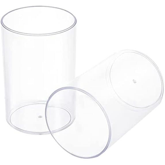 2 Pcs Acrylic Pen Holders Round Shape Clear Pencil Holder Make up Brush Holder Pen Pot Organizers Pen Cup Container Pencil Storage Basket for Home Office Desk Stationery Storage 2.6"×4"