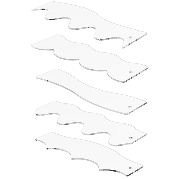 2 Pcs Acrylic Quilting Ruler Templates Set of 5 for Sewing Crafting Fabric Cutting Motion Quilting Stencils Transparent Durable