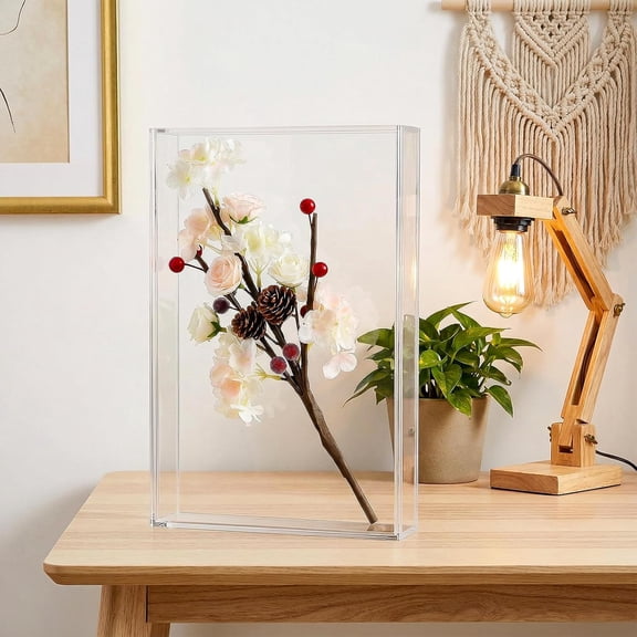 2 Pcs Acrylic Shadow Box, 8 x 10'' Shadows Box DIY Frames Tabletop/Wall Mount Assembly Cases, Clear Acrylic Display Cases for Crafts Display Wedding Memory Dried Flower Book Shop Decor