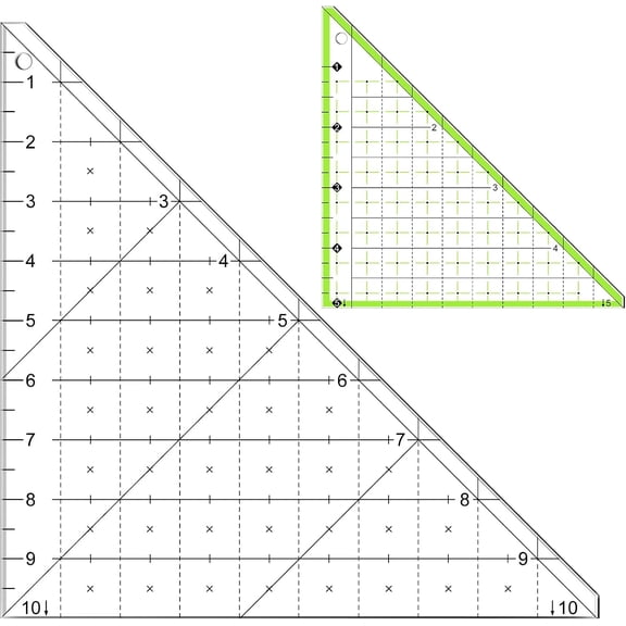 2 Pcs Acrylic Template Rulers Folded Corner Ruler Folded Corner Clipper Tool Simplicity 45 Degree Half Square Triangle Ruler and Quilting Template for Sewing Cutting Cutter Tools, Transparent