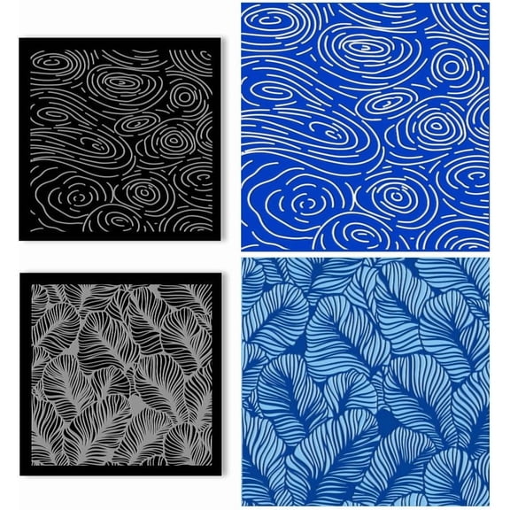 2 Pcs Acrylic Textured Mat Leaf Ripples Acrylic Clay Texture Sheets Embossing Polymer Clay Tools for Clay Earrings Making Jewelry Design3.9x3.9Inch