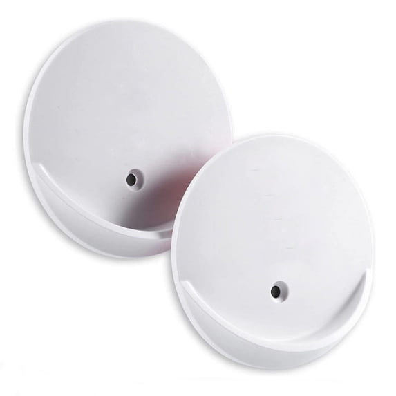 2 Pcs Adhesive Shower Curtain Rod Holder, No-Drill Wall Mount Rod Bracket for Bathroom, 3.2 Inch White Acrylic Holder Secures Rods Up to 20lbs, Bathroom Accessory