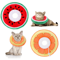 2 Pcs Adjustable Cat Cone Collar Soft Small Cute Cat Recovery Donut Collar After Surgery Orange Watermelon Elizabethan Kitten Neck Cones for Small Dogs Pet, Fruits Shaped