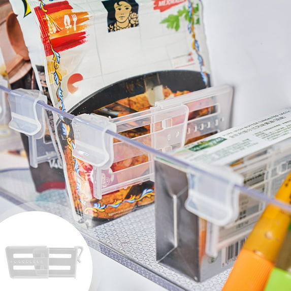 2 Pcs Adjustable Clear Fridge Divider Set, Retractable Fridge Door Organizer Clip, Snap-On