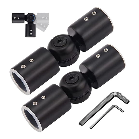 2 Pcs Adjustable Curtain Rod Corner Connectors for 1 Inch Bay Window Curtain Rods Black-