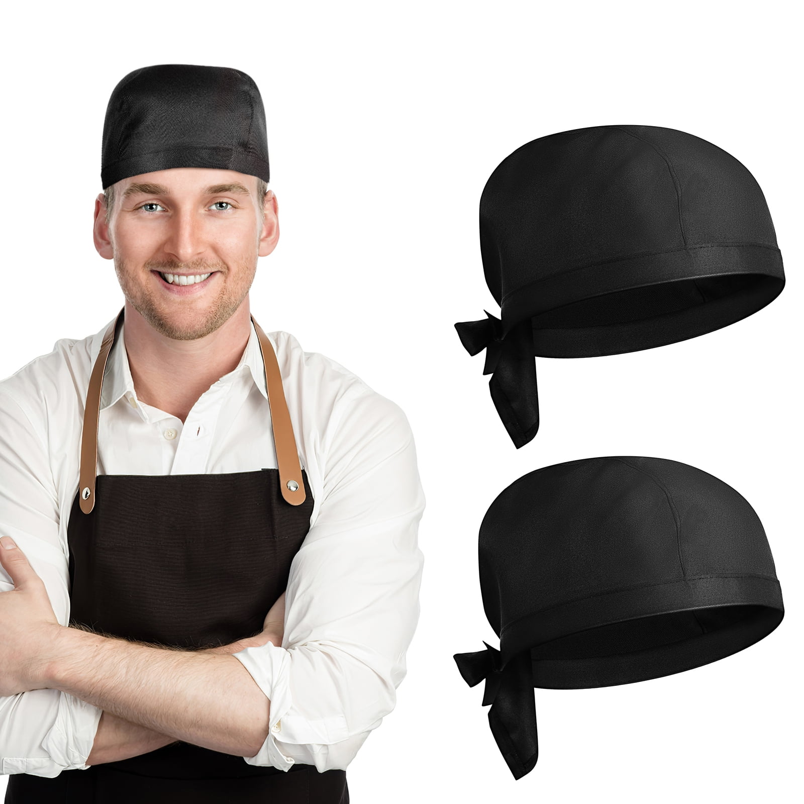 NOBRAND 2 Pcs Adjustable Hats for Men Pirate Chef Hairnets Work Bonnet Kitchen Cooking and Women