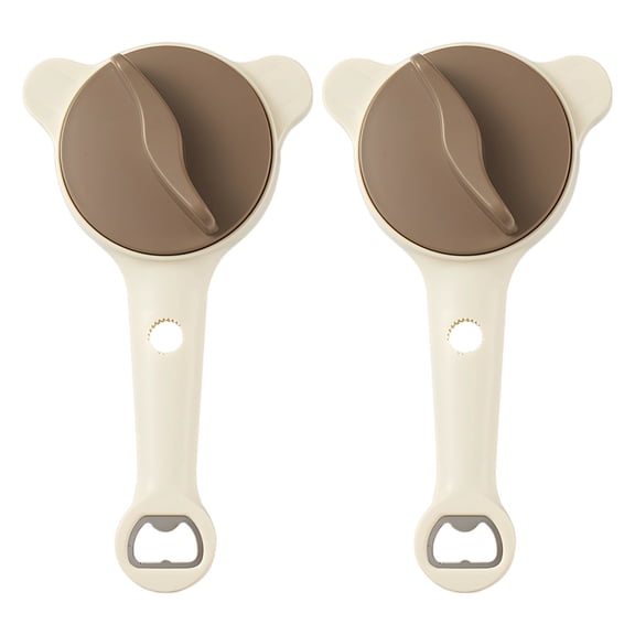 2 Pcs Adjustable Lid Remover, Multi-Function Stainless Steel Jar Tool with Long Handle, Effort-Saving Bottle Can Gripper for Effortless Use, Beige with Brown, 5.41 oz / 153.5 g
