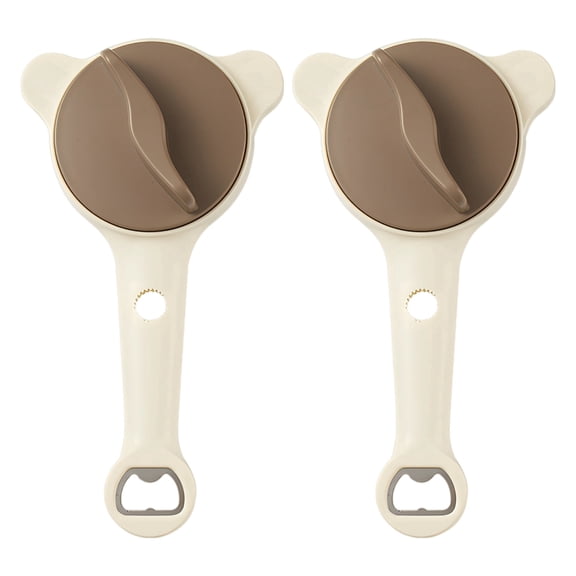 2 Pcs Adjustable Lid Remover, Multi-Function Stainless Steel Jar Tool with Long Handle, Effort-Saving Bottle Can Gripper for Effortless Use, Beige with Brown, 5.41 oz / 153.5 g