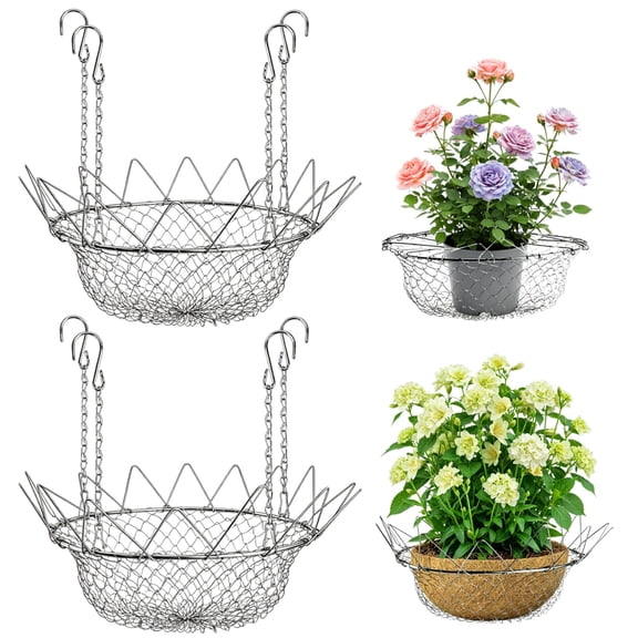 2 Pack Adjustable Planter Insert for 12-18 in Wide Top Opening Pots, Plant Risers for Inside Pots with Chain Pot Fillers, Heavy-Duty Stainless Steel Stand for Wedding Decor, Tall Planters